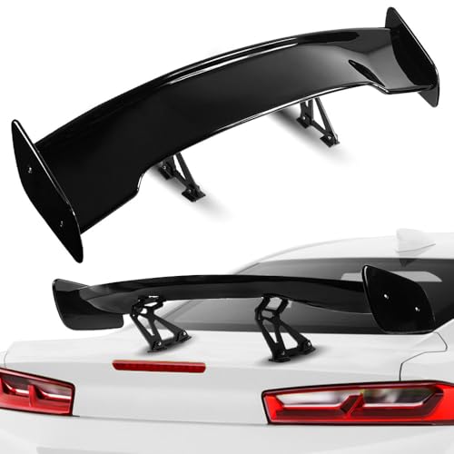 Evargc Universal Rear Spoiler 46Inch Rear Trunk Spoiler Wing Universal for Cars GT Style ABS Adjustable Lightweight Trunk Lid Spoiler Wing Racing Spoiler (Glossy Black)