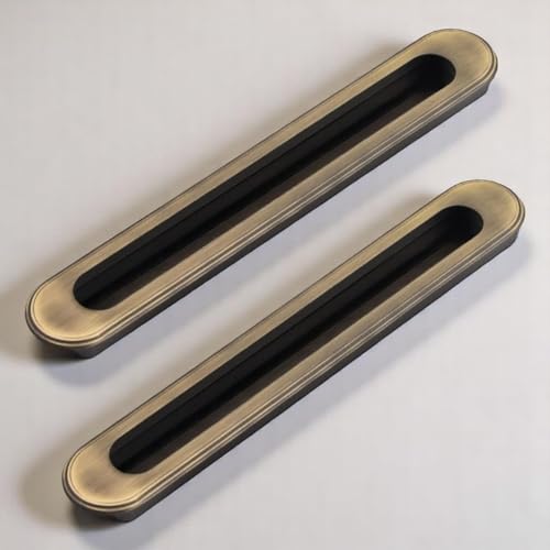 Image of Atom 10.1 Inches Sliding Concealed Handle for Wardrobe & Cabinet | Brass Door Handle for Drawer, Cupboard, Almirah & Kitchen Cabinets (Set of 2, CH-317) | Handles for Wardrobe and Doors