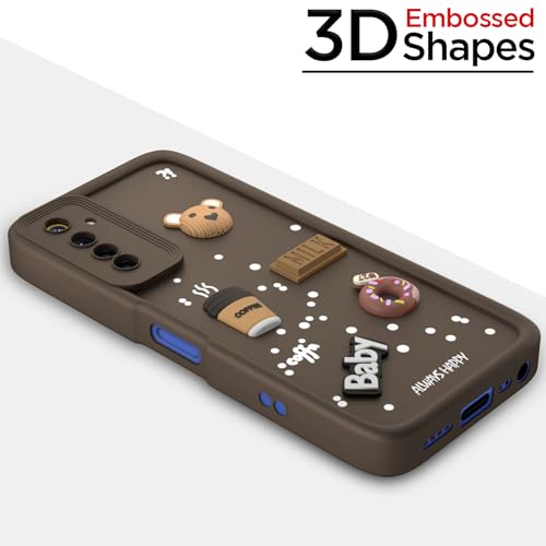 Image of Outlouders Back Cover for Realme 6 / 6i | 3D Cartoon Bear Cute Fun Silicone Full Body Protection Bumper Case (Brown)