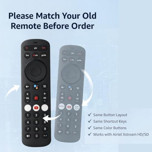 Image of Remote Control Compatible with Airtel Xstream Set Top Box HD & SD - Non-Voice Replacement Remote with OTT Buttons