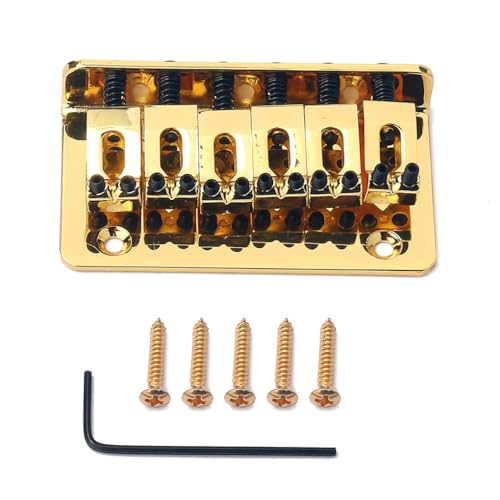 ギター固定ブリッジ ネジとレンチ付き 子供用 丈夫な金属交換部品 73mm サドル テールピース 電子楽器 ゴールド