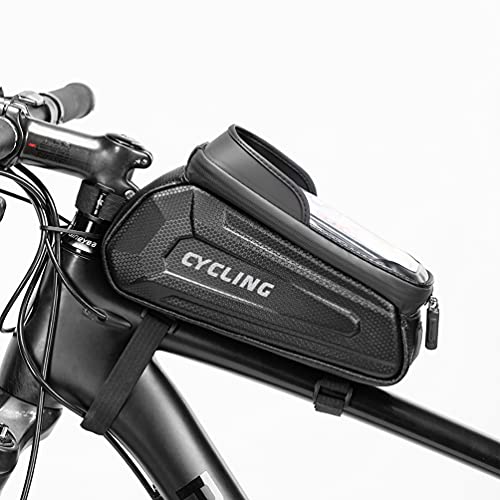 Image of Bike Bag Bicycle Bag, Bike Frame Bag, IP67 Waterproof Bike Pouch Bag, Bike Bicycle Accessories, EVA 3D Hard Bike Handlebar Bag, Bike Phone Holder Mount Designed for 4.7'' to 7'' Phone