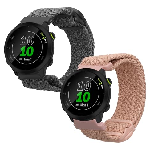 kwmobile 2X Sportarmband kompatibel mit Garmin Forerunner 55 / Forerunner 165/245 / 645/570 42mm Armband - Sport Ersatzarmband Set aus Nylon f&uuml;r Fitnesstracker - Grau Altrosa