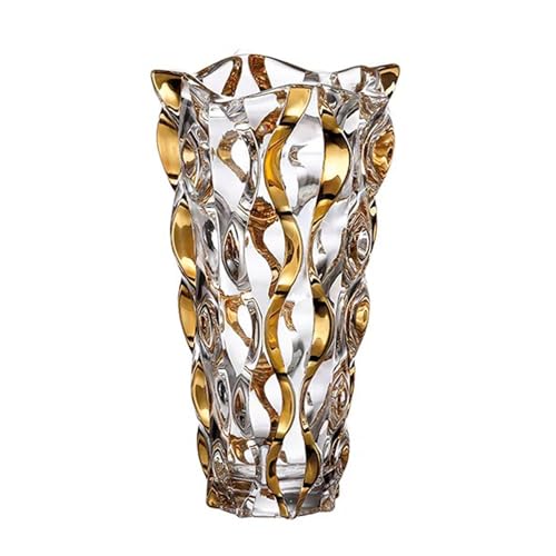 Puremagics Vase doré peint à la main de 28 cm de haut, vase de fleurs décoratif pour la maison, la table à manger, le salon, le bureau, les fêtes de mariage, les...
