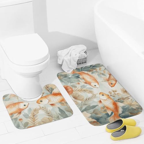 Tapis de bain doux et absorbants en microfibre lot de 2 antidérapant en forme de U pour douche