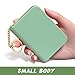 Aiawoxc Credit Card Holder for Women, Small RFID Wallet Slim Leather Business Card Organizer Case with Zipper and Keychain, Green
