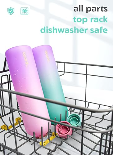 Image of Opard Slim Water Bottle 32oz, Dishwasher Safe Plastic Water Bottle BPA-Free, Leakproof Screw Top, Bubblegum Cyan Pink, Reusable for Travel School Sport Gym Hiking