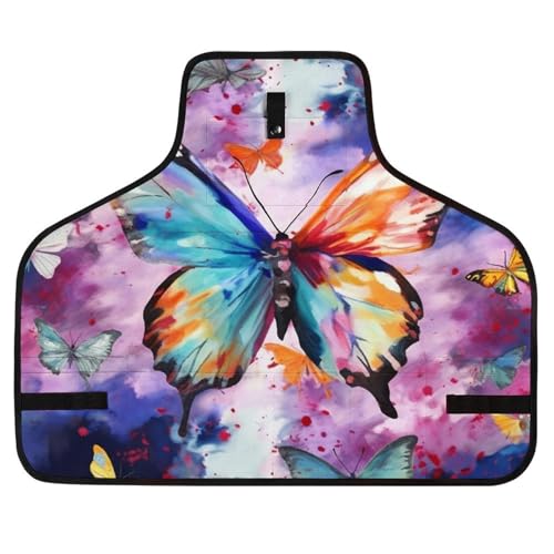 Delantal de trabajo con mariposas coloridas y bolsillos miniatura 1
