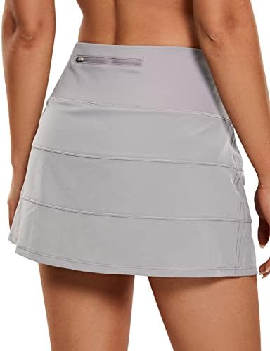 CRZ YOGA Women's Lightweight High Waisted Tennis Skirts A Line Athletic Workout Running Sports Golf Skorts with Pockets Dark Chrome Small