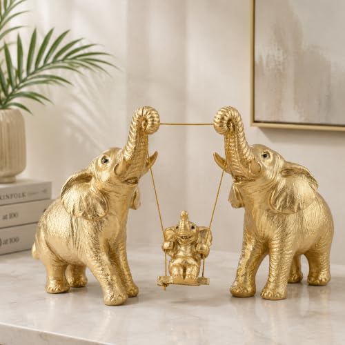BIINEEST Elephant Statue Gold Elephants Figurines Decor for Living Room