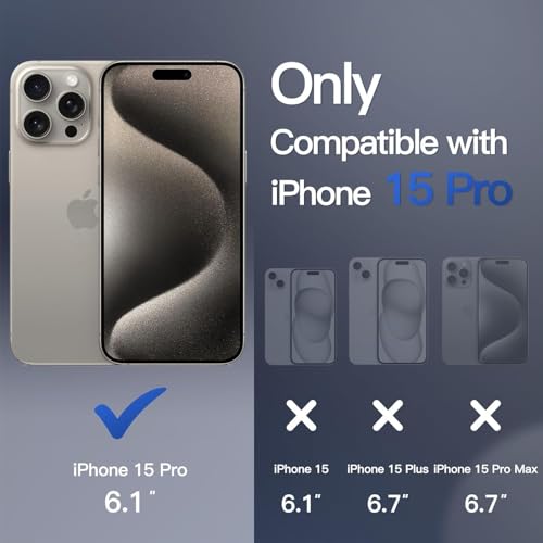 Image of DIZORO Compatible iPhone 15 Pro Case with MagSafe, Non Yellow Military-Grade Drop Protection & Hard PC Back Cover Slim Transparent Anti-Scratch Shockproof Phone Case - Wine Red
