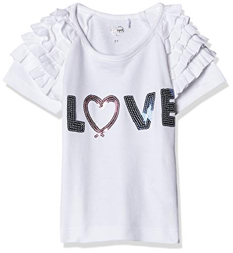 Blusa Manga Curta Love Paetês, Tip Top, Toddler Menina, Branco, 3T