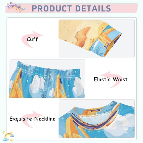 Pajama Sets Long Sleeve Yellow Excavator Car Beach Soft Comfy Sleepwear 2 Piece PJS 3-8T4