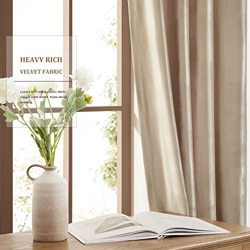 Bulbul Champagne Curtains 108 Inch Length- 2 Panels Velvet Living Room Beige Blackout Window Drapes Curtains Thermal Insulated Room Darkening Decor Grommet Curtains For Bedroom #TOP3