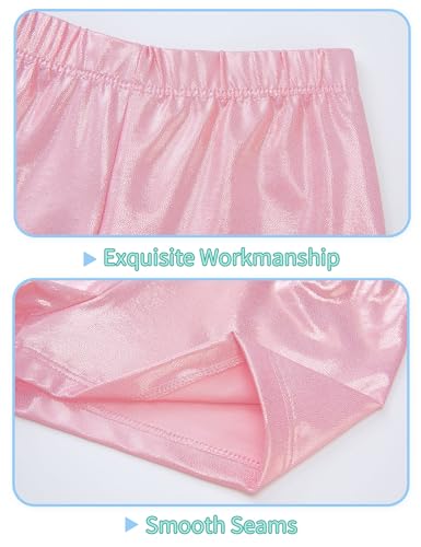 Nymphperi Girls Gymnastics Leotards 2 Piece Shiny Sleeveless Bodysuits with Sparkly Breathable Shorts Suit4