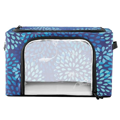 FRODOTGV Splash Drops Medallón Azul Contenedor de almacenamiento debajo de la cama Cajas de almacenamiento para armario con tapas, organizador de estante plegable, 2 aberturas, marco de metal, ventana