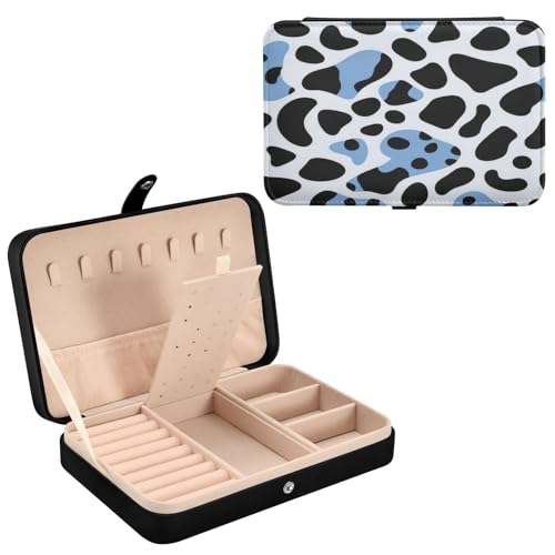 Haskirky Beautiful Leopard Print Jewelry Box Portable PU Leather Travel Jewelry Organize for Women Jewelry Storage Display Holder for Ring, Necklace, Earring