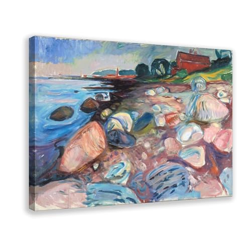 Impression sur toile Shore With Red House Munch pour habiller un mur vide sans effort