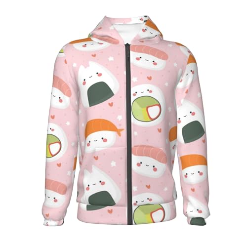 Cute Sushi (2) Kids Pullover Hoodies Boys Zip Up Sweatshirts Girls Athletic Clothes with Pocket2