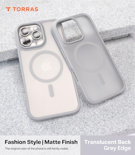 Image of TORRAS Magnetic Shockproof for iPhone 16 Pro Max Case, Fit for MagSafe Grey | 4X Military Grade Drop Tested, Translucent Slim Protective for iPhone 16 Pro Max Case, Anti Fingerprint, Anti Scratch, Grey
