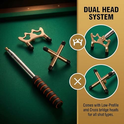 Vurixfo Billiards Cue Stick Bridge, Retractable Snooker Cues Bridge With 2 Pool Rest Bridges Head Snooker Pool Rest Stick Snookers Rest Telescopic Bridges Sticks For Pools Table Accessory, 12.8-59’’ - Image 5
