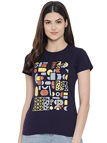 Image of Preneum Women's Cotton Regular Fit Graphic Stylish Printed Short Sleeves Casual T-Shirt || Trendy & Style (Pack 3)