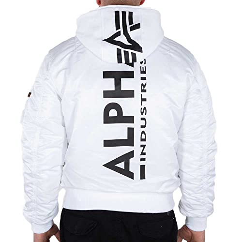 ALPHA INDUSTRIES Men's Bomber Jacket, 92 White/Black