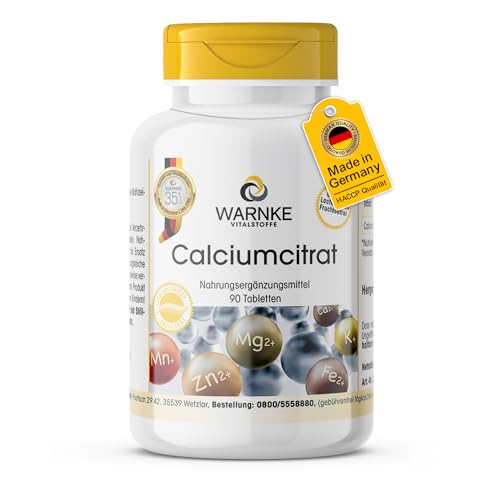 Calciumcitrat - 300mg Calcium pro Tablette - 90 Tabletten - vegan | Warnke Vitalstoffe - Deutsche Apothekenqualität