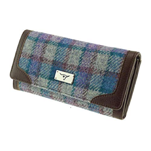 Image of Glen Appin Harris Tweed Ladies Bute Fold-Over Purse LB2000 (Colour 98 Blue Grey Check)