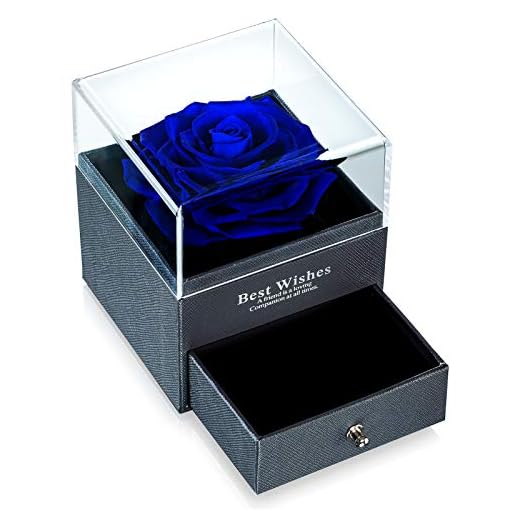 NUPTIO Preserved Fresh Flower Rose in a Jewelry Box, Rose Gift Box Eternal Flowers Infinity Rose for Women, Blue Everlasting Rose for Wedding Valentine's Day Birthday Mother's Day Present