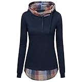 Lulupi Hoodie Stehkragen Pullover Kapuzenpullover Damen Herbst Winter Rollkragen Langarm Pulli Kapuzenpulli Slim Fit Sweatshirt mit Kapuze