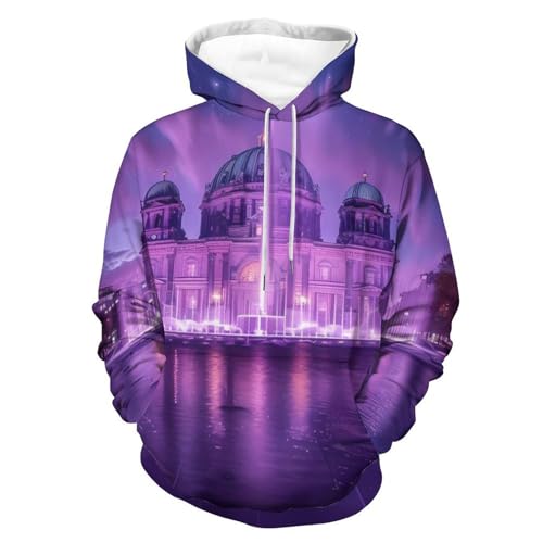 Twilight Sky with Berlin Cathedral Adult Hoodies Pullover Hooded Sweatshirts Long Sleeve Sweater Tops with Pocket