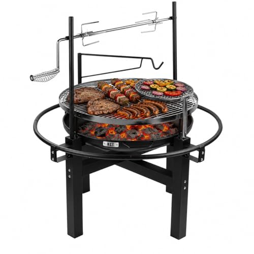 KCT BBQ Grill with Rotisserie Outdoor Patio Fire Pit Bowl