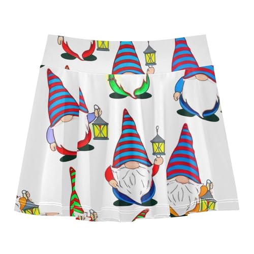 Cute Gnomes Skirts with Shorts Pleated Girls Skorts Athletic Shorts Flowy Skort 4t