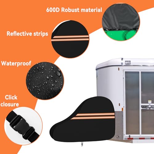 Pferdeanhänger Deichselabdeckung, 600D Schutzhülle und Deichselabdeckung für Wohnwagen und Pferdeanhänger, Frontabschleppabdeckung Schutz für die meisten Arten von Pferdeanhängern (L: 110 x 104 x 17