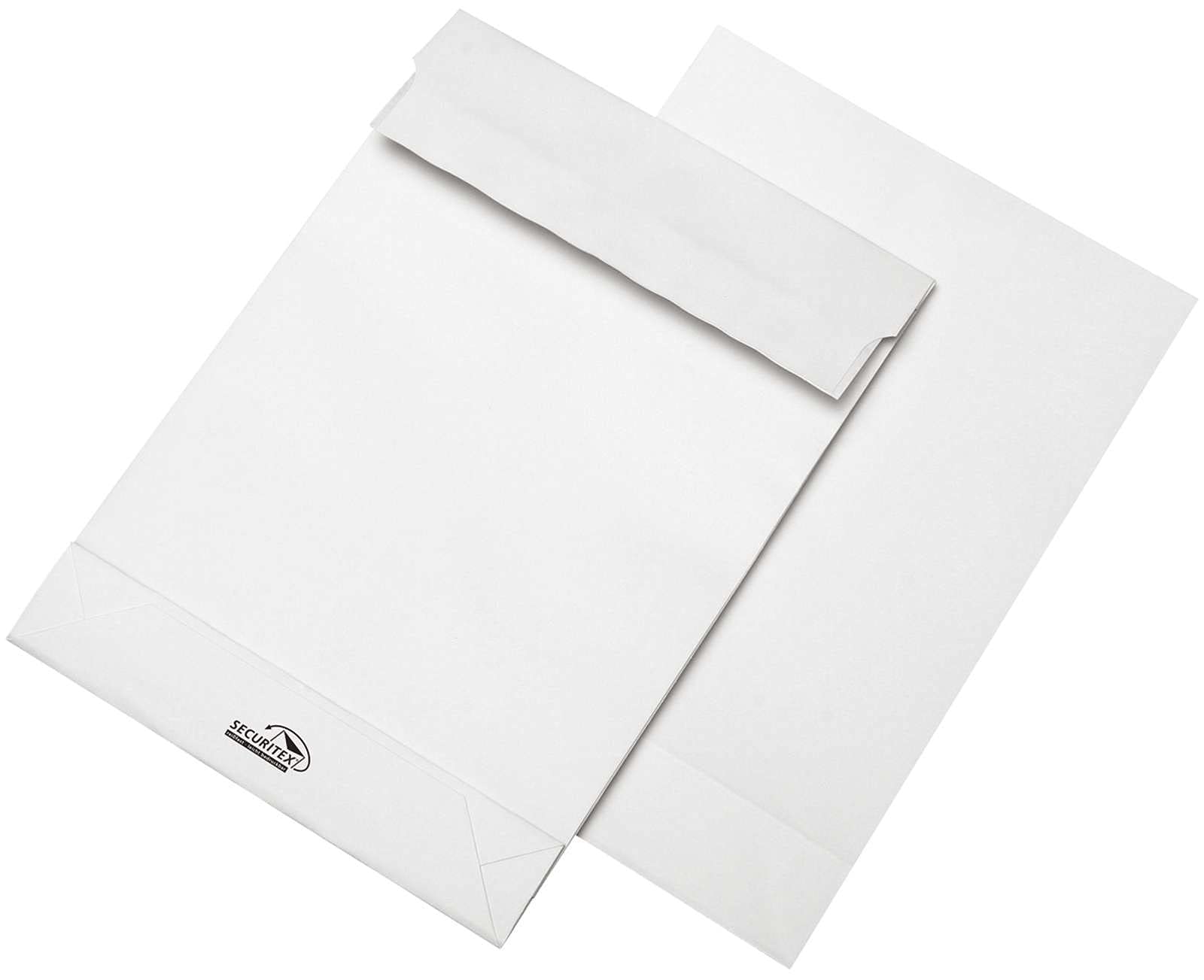 Versandtasche, mit Falte, 50 mm, Stehboden, ohne Fenster, haftklebend, B4, 250 x 353 mm, 130 g/m², Kraftpapier, weiß (100 Stück), Sie erhalten 1 Packung á 100 Stück