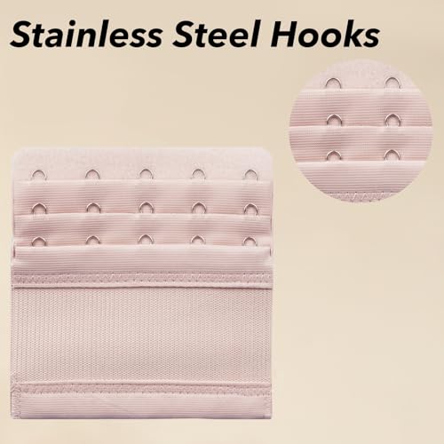 3PCS Women's Bra Extenders 5 Hooks,Bra Extenders Plus Size,5 Hook Bra Extender,Soft Bra Band Extension Hook (A-3Color)4