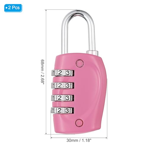 Image of PATIKIL Combination Lock, 2Pcs 4 Digit Outdoor Padlock Waterproof Locker Lock for Luggage Suitcase, Gym Locker, Fence, Filing Cabinets, Toolbox, Gate, Pink