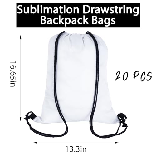 20 Pieces Sublimation Drawstring Backpack Bags Cinch Sack with String DIY Gym Sports Sackpack Lightweight2