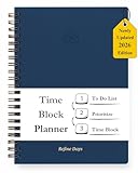 Undated Daily Planner - Time Blocking Planner & ADHD Planner. To Do List, Hourly Schedule, Daily and Monthly Agenda. Time Management & Productivity Planner. Spiral Hardcover Notebook. A4.