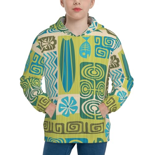 Exotic Tiki Pattern 1 Kids Pullover Hoodies Boys Sweatshirts Girls Athletic Clothes with Pocket