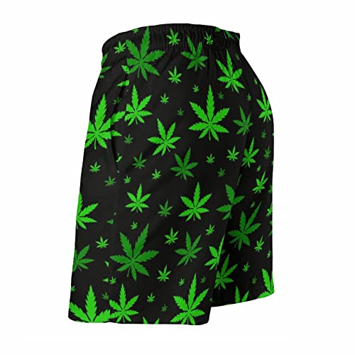 Weed Pattern Men's Swim Trunks Quick Dry Beach Shorts with Compression Liner Swimwear with Pockets4