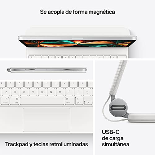 Image of Apple Magic Keyboard: iPad Keyboard and case for iPad Pro 12.9 inch (3rd, 4th, 5th and 6th gen) and iPad Air (M2), Great Typing Experience, Built-in trackpad, Spanish - White
