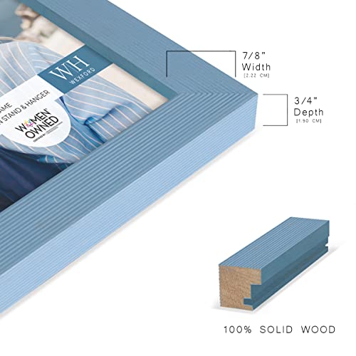 Renditions Gallery 6X8 Inch Picture Frame Modern Style Wood Pattern And High Definition Glass Ready For Wall And Tabletop Photo Display, Blue Frame #TOP5