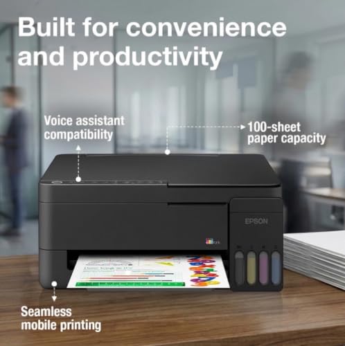 Epson EcoTank L3351 Printer | New - 2026 Model | Perfect for Home Use | Wireless | A4 | Print, Copy, Scan | Includes up to 3 Years of Ink