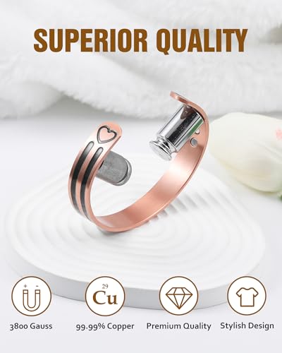 Image of Jecanori Copper Magnetic Bracelets for Women, 99.99% Pure Copper Double Love Lines Bracelet，Black Copper Gifts for Him Her