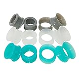 ALL 6 Pairs Piercing Area Thin & Thick Soft Silicone Flexible Ear Tunnels Plugs Gauges Set