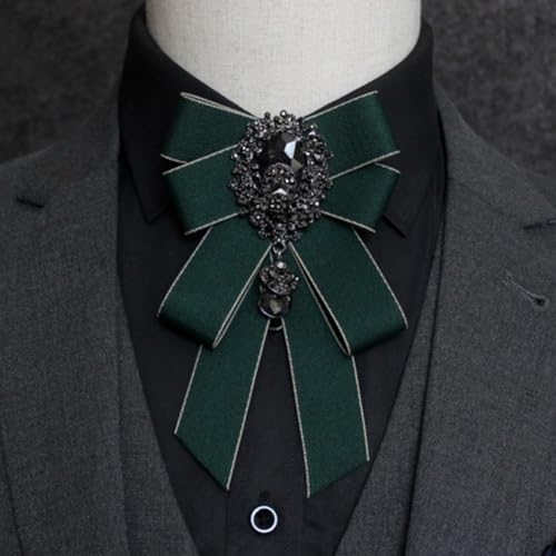 Image of Rhinestone Retro British Style Pre-tied Adjustable Fabric Ribbon Bow Tie for Women Men Uniform Necktie Bownot