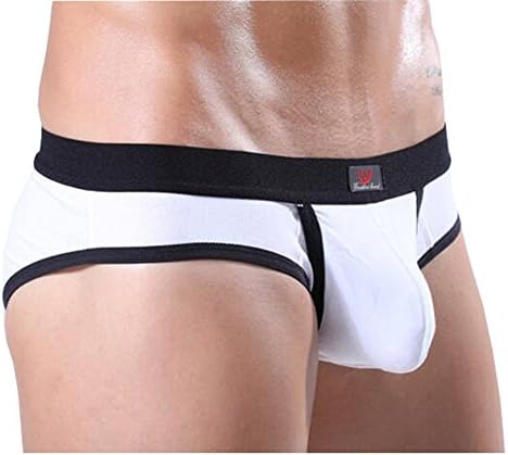 iYunyi Men's Cotton Pouch Removable Briefs Underwear (XL, White)