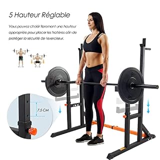 ISE Supports Réglable de Rack Squat Multifonction Barbell, Rack Musculation Cage de Squat avec Barres pour Haltères… - Les Beatles, Paul McCartney, John Lennon, RIngo Starr, George Harrison ISE Supports Réglable de Rack Squat Multifonction Barbell, Rack Musculation Cage de Squat avec Barres pour Haltères… – Image 2